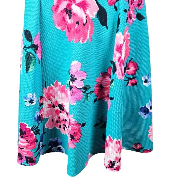 Jessica Howard Fit & Flare Floral Dress Size10P Turquoise Vibrant Casual Work - Picture 10 of 14